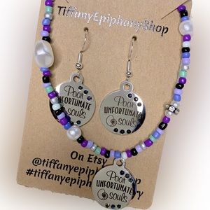 Disney Villains Inspired Earrings and Necklace Set NWT